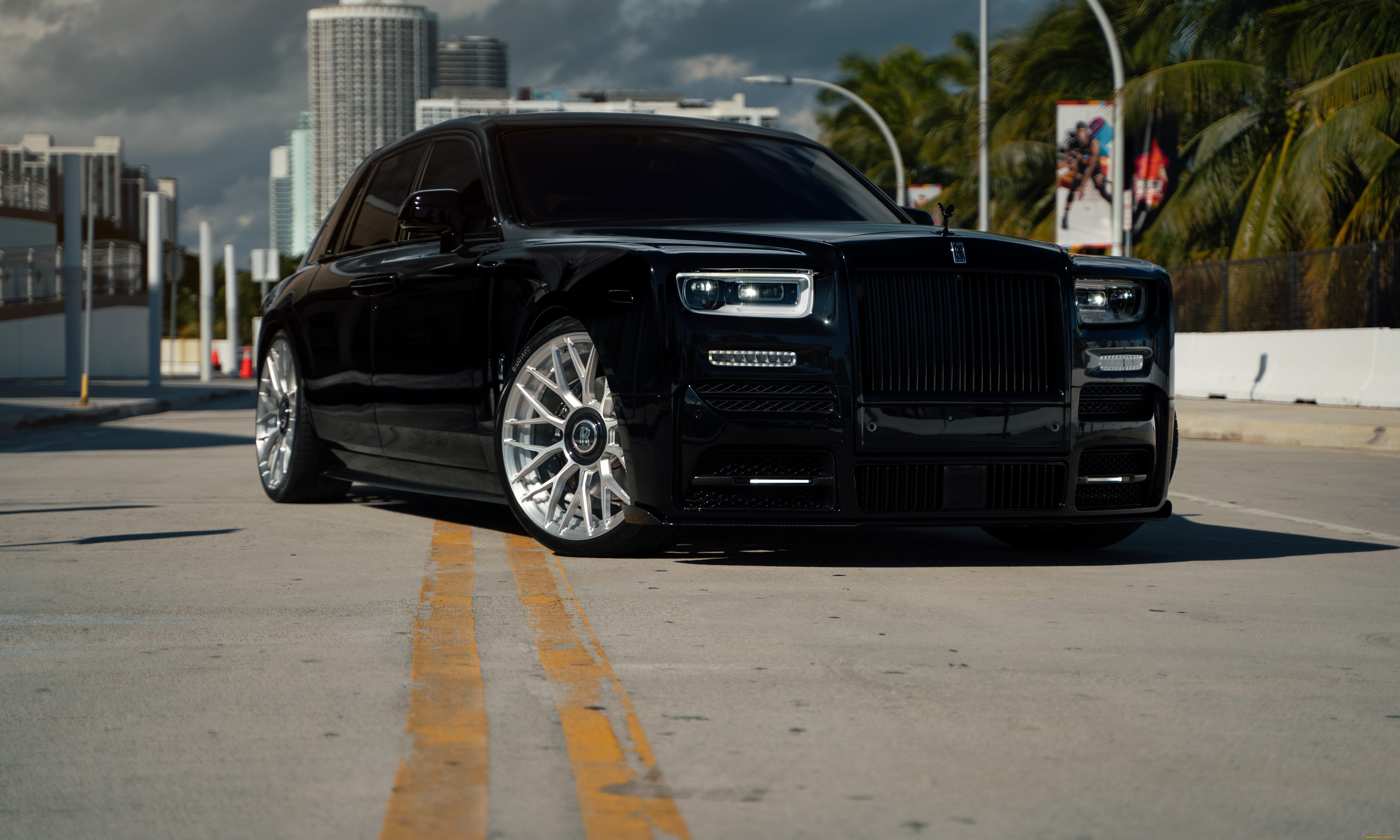 , rolls-royce, black, road, luxury